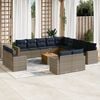 vidaXL 14 Piece Patio Sofa Set with Cushions Gray Poly Rattan