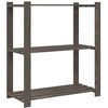 vidaXL 3-Tier Storage Rack Grey 31.5x15.0x35.4" Solid Wood Pine