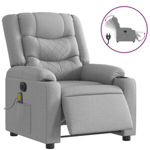 vidaXL Electric Massage Recliner Chair Light Gray Fabric