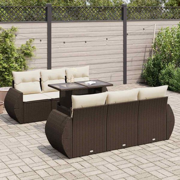 vidaXL Garden Sofa Set Brown, Cream white