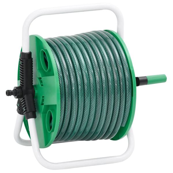 vidaXL Free Standing Green Hose Reel with 98.4 ' Hose PVC