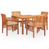 vidaXL Outdoor Dining Set Brown frame Solid Acacia Wood 5 Piece Set