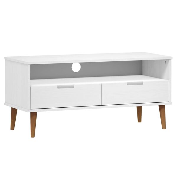 vidaXL TV Cabinet White Solid pine wood, engineered wood TV Cabinet