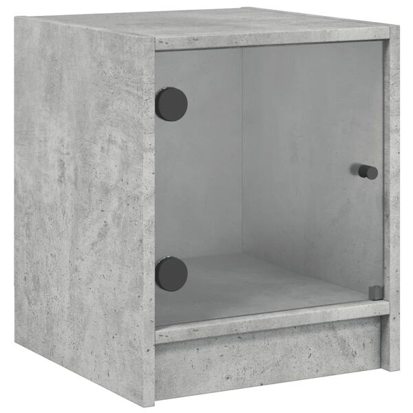 vidaXL Bedside Cabinet Concrete Grey Engineered Wood, Glass