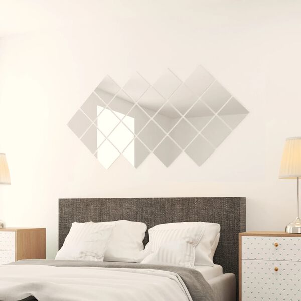 vidaXL Mirror Tiles Set of 24 Transparent Glass 5.9 in x 5.9 in
