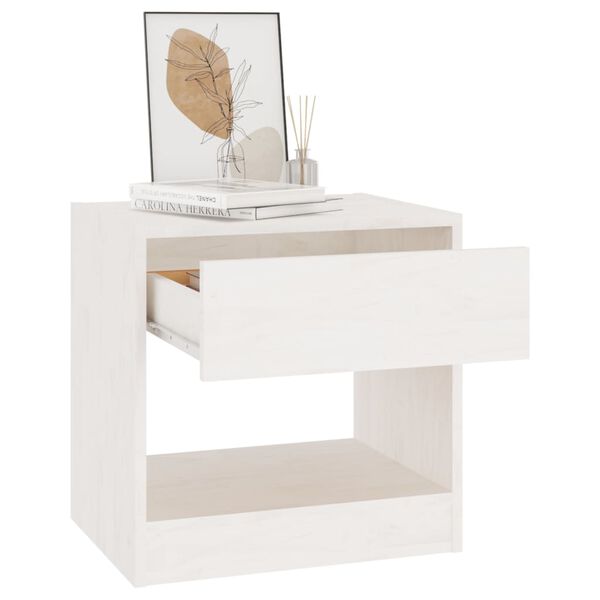 vidaXL Bedside Cabinet Set of 2 White Solid pinewood Small