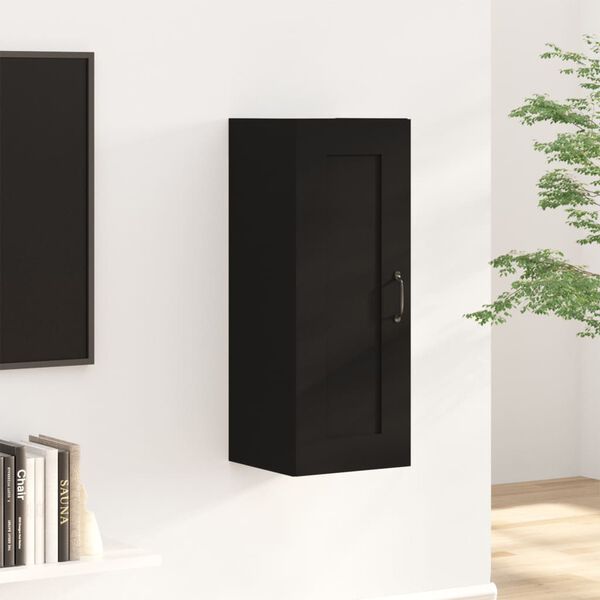 vidaXL Hanging Cabinet Black Engineered wood 35.4 inches tall, compact