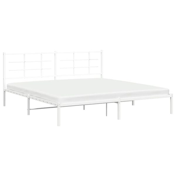 vidaXL Bed Frame White Powder-coated steel Double Bed Frame