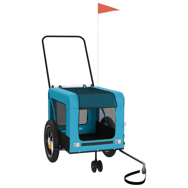vidaXL Pet Bike Trailer Blue and Black Iron, Oxford fabric, PVC