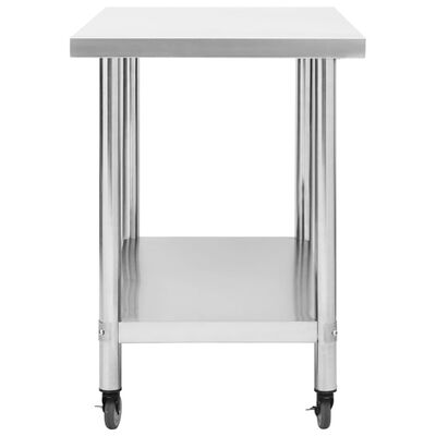 vidaXL Kitchen Work Table with Wheels 31.5"x23.6"x33.5" Stainless Steel