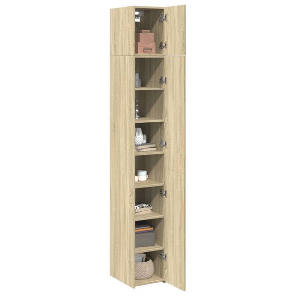 vidaXL Slim Storage Cabinet Sonoma Oak 11.8"x16.7"x88.6" Engineered Wood