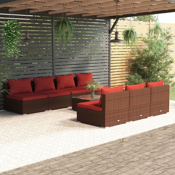 vidaXL Garden Lounge Set Brown, Cinnamon red