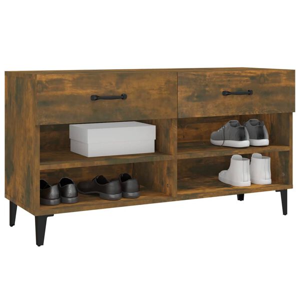 vidaXL Shoe Cabinet Smoked Oak Engineered Wood Shoe Cabinet Rectangular