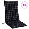 vidaXL Highback Chair Cushion Set of 6 Black Check Pattern