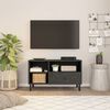 vidaXL TV Cabinet Black Solid mango wood, engineered wood, iron Medium