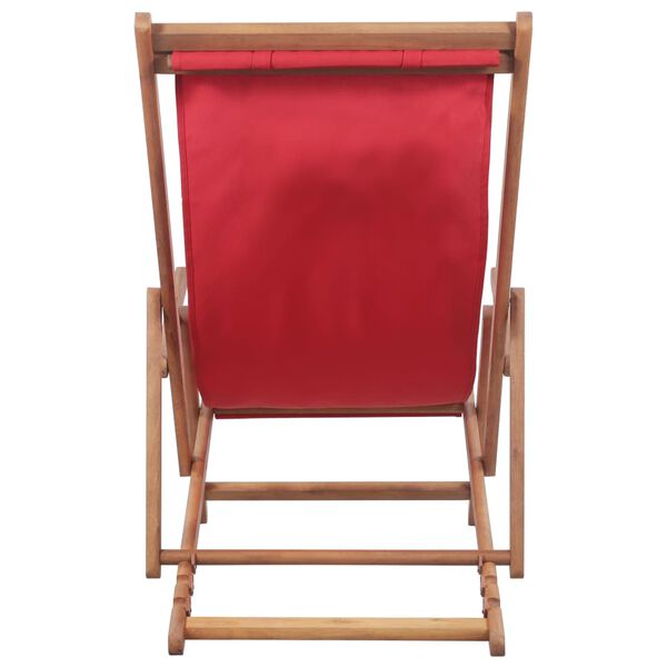 vidaXL Beach Chair Red Eucalyptus wood Adjustable Foldable Beach Chair