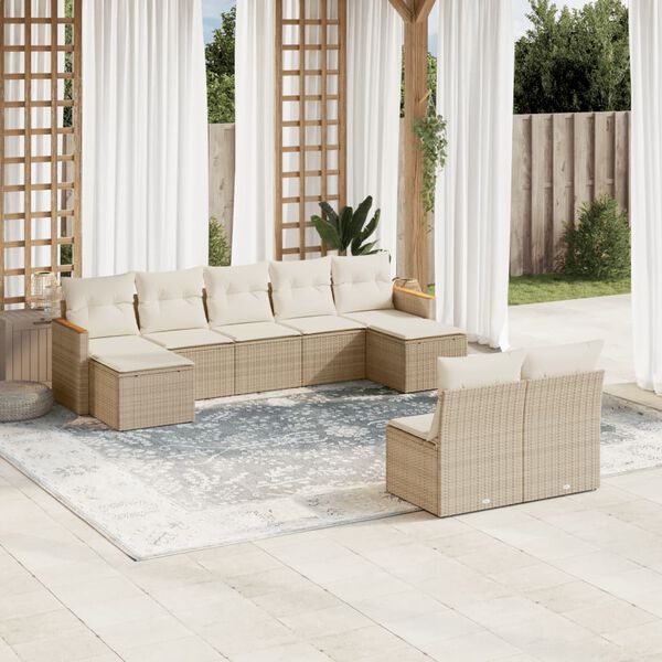vidaXL Garden Sofa Set Beige PE rattan Large Modular Garden Sofa Set