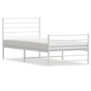 vidaXL Bed Frame White Powder-coated steel Single Bed Frame