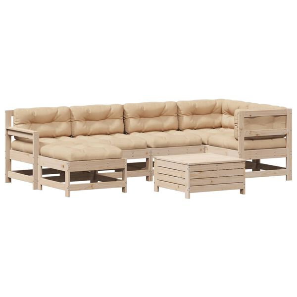 vidaXL 7 Piece Patio Lounge Set with Cushions Solid Wood Pine