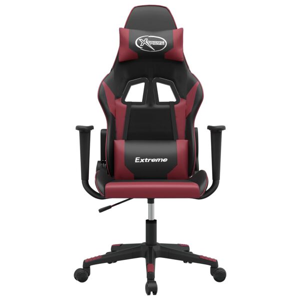 vidaXL Gaming Chair Black and Wine Red Faux Leather