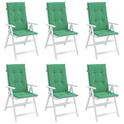 vidaXL Garden Highback Chair Cushions 6 pcs Green 47.2"x19.7"x1.2" Fabric