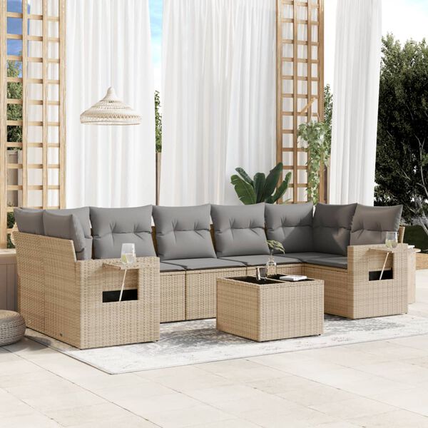 vidaXL Garden Sofa Set Beige, Light Grey