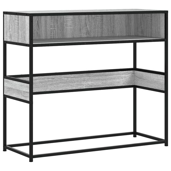vidaXL Console Table Grey Sonoma Engineered wood, metal 35.4x13.8x31.5 in