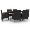 vidaXL Garden Dining Set Black PE rattan 7 Piece Set