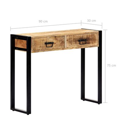 vidaXL Console Table 35.4"x11.8"x29.5" Solid Mango Wood