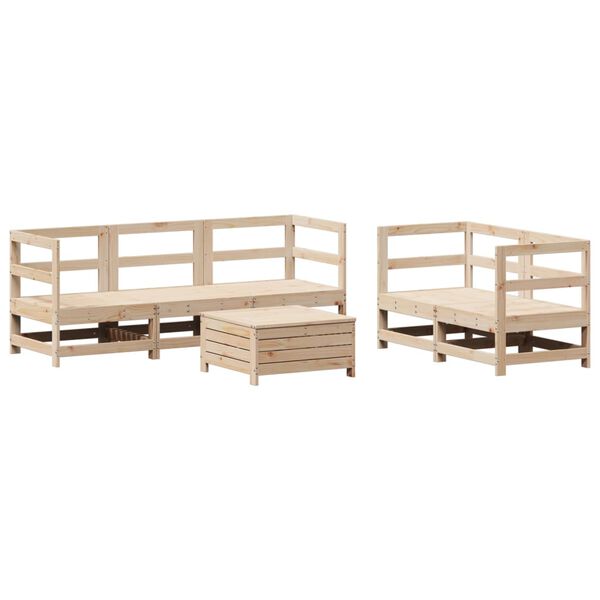 vidaXL Garden Sofa Set Natural wood Solid pine wood Large Modular