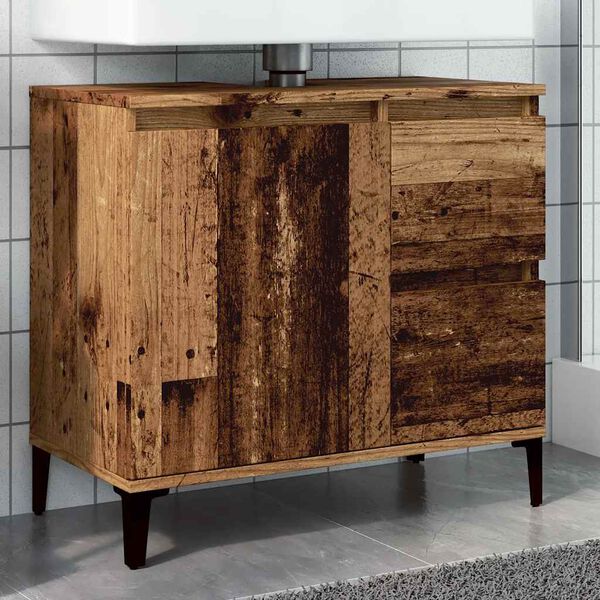 vidaXL Sink Cabinet Old Wood Engineered Wood, Metal Medium