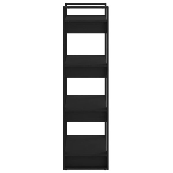 vidaXL Book Cabinet Black Solid pine wood Medium Black Book Cabinet