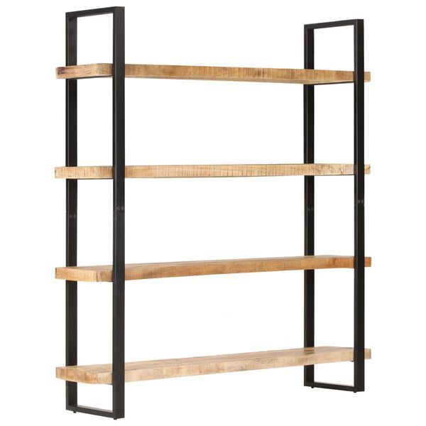 vidaXL Bookcase Natural Wood and Black Rough Mango Wood Large Bookcase