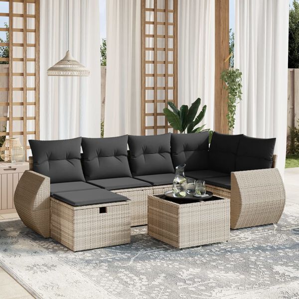 vidaXL Garden Sofa Set Light Gray Poly Rattan, Steel Large Modular