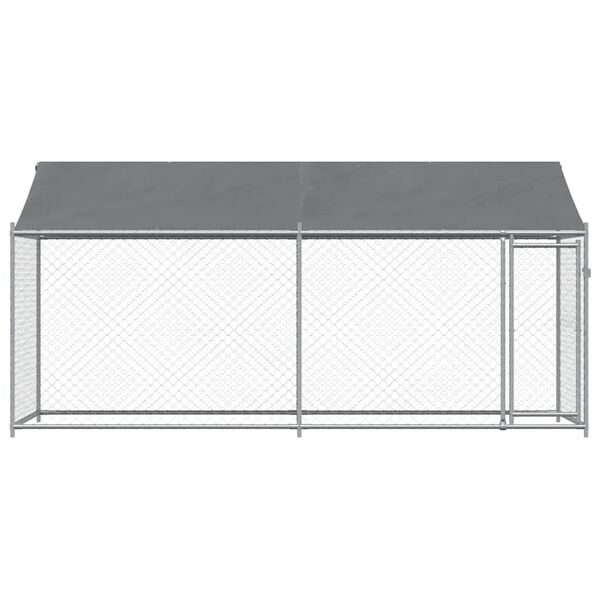 vidaXL Dog Cage Grey Galvanized Steel 13.1 x 6.6 x 6.6 ft Durable