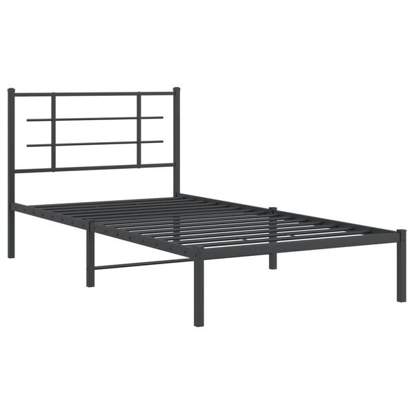 vidaXL Bed Frame Black Powder-Coated Steel Twin Modern Bed Frame