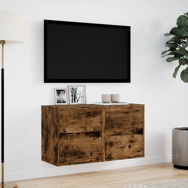 vidaXL TV Wall Cabinet Set of 2 Smoked Oak Engineered Wood