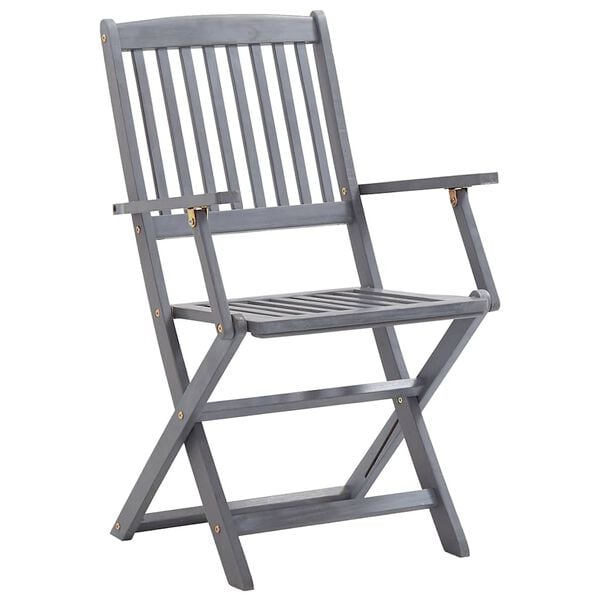 vidaXL Set of 8 Outdoor Chairs Gray Solid Acacia wood with gray wash