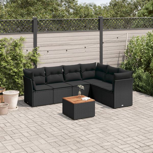 vidaXL Garden Sofa Set Black PE rattan Large Removable Covers