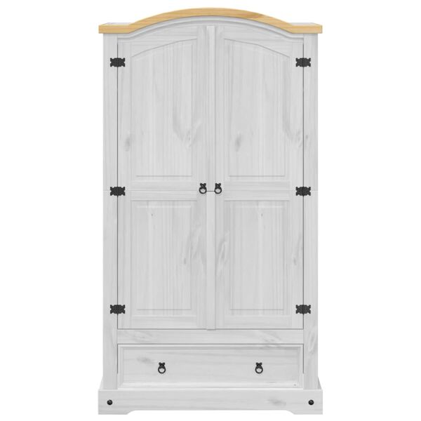 vidaXL Wardrobe White Solid pine wood, engineered wood, metal