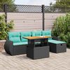 vidaXL 6 Piece Patio Sofa Set with Cushions Brown Poly Rattan Acacia