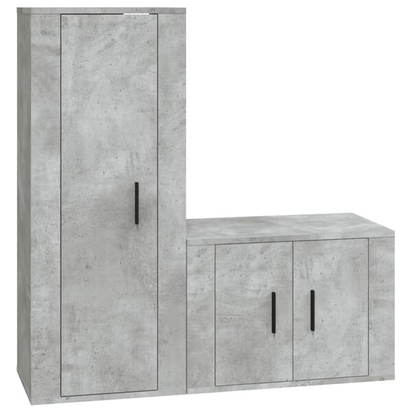 vidaXL TV Cabinet Set Set of 2 Concrete Grey Engineered Wood Medium