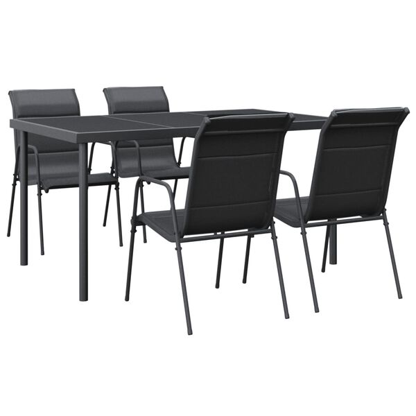 vidaXL Garden Dining Set Black and Gray