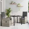 vidaXL Garden Dining Set with Cushion 3 pcs Grey Poly Rattan