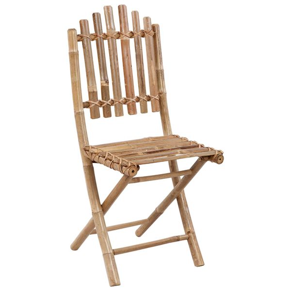 vidaXL Patio Chair Set 2 Natural Bamboo Compact Foldable Folding Chair