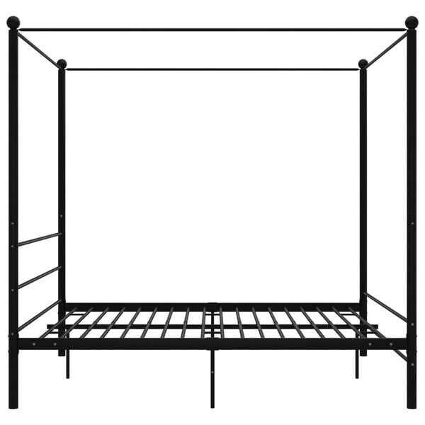 vidaXL Bed Frame Black Powder-Coated Metal Double Bed Durable
