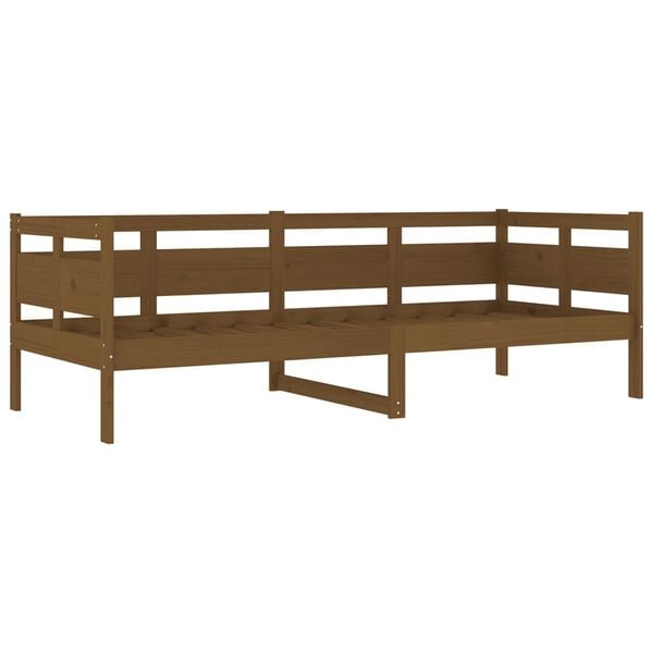 vidaXL Day Bed Honey Brown Solid Pine Wood, Plywood Twin