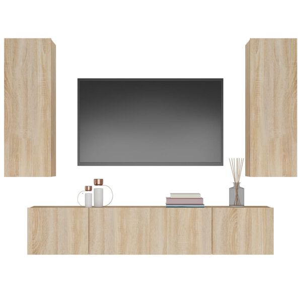 vidaXL TV Cabinet Set Set of 4 Sonoma oak Engineered wood TV Cabinet Set