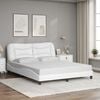 vidaXL Bed Frame White Faux Leather Full Bed Frame Rectangular