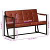 vidaXL Sofa Brown Real goat leather 45.3 in x 24 in x 29.5 in Durable